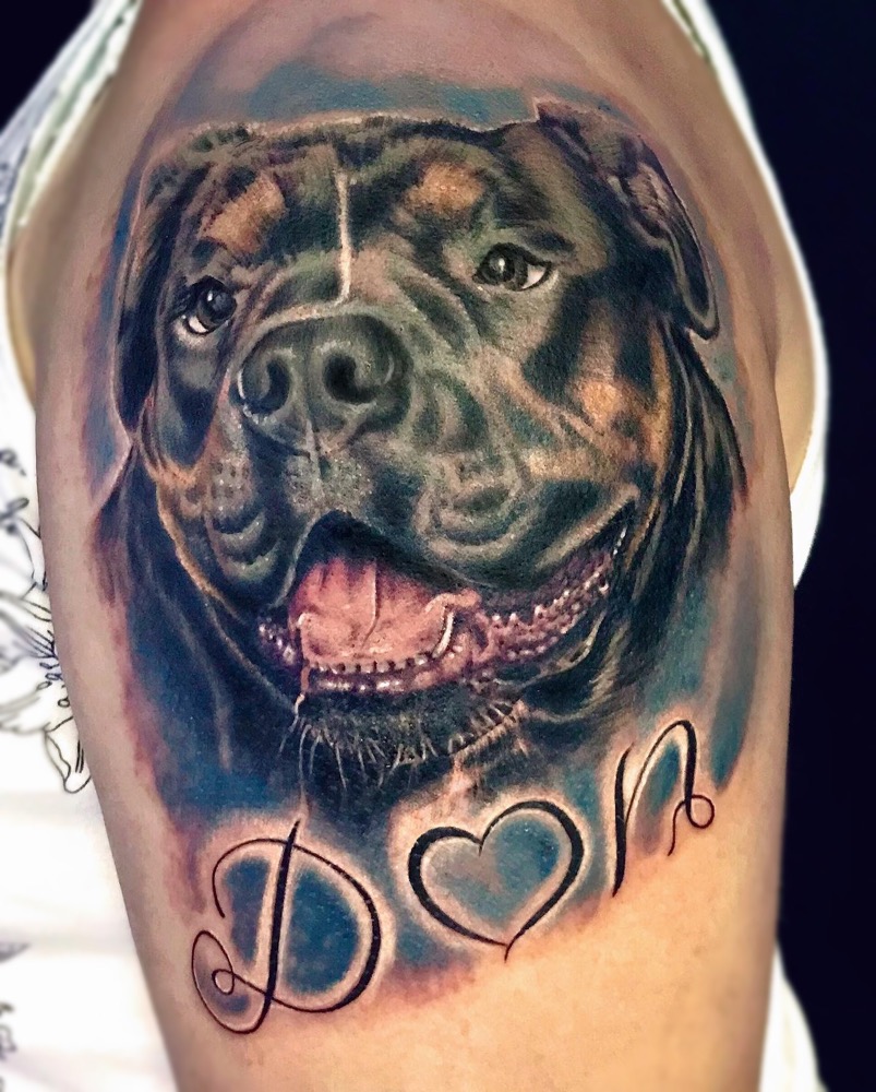 Hundeportrait mit Herz von Inga